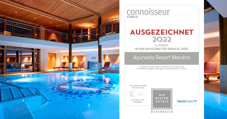 Ayurveda Resort Mandira TOP Medical Spa Connoisseur Circle Top Medical Spa; zweites KW: Connoisseur Circle